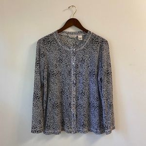 LAURA ASHLEY large 100% nylon sheer blouse